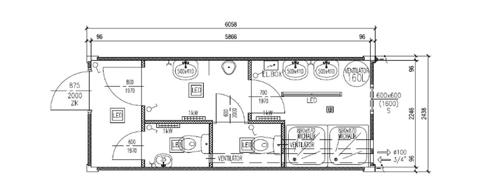 Container 6 m x 2,5 m Basis MMS11