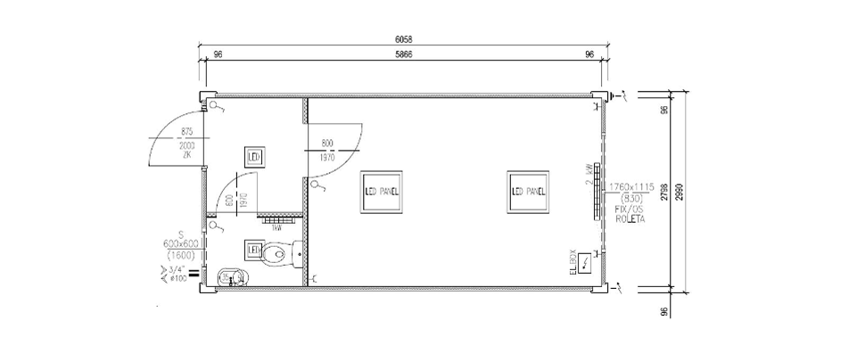 Container 6 m x 3,0 m Basis MMS01