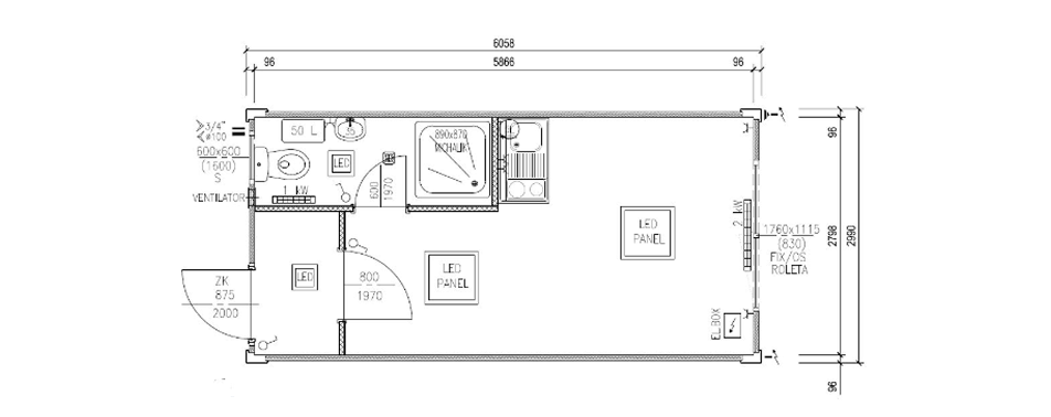 Container 6 m x 3 m Basis MMS02