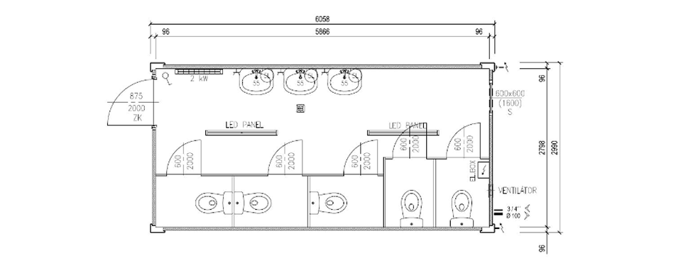 Container 6 m x 3 m Basis MMS04