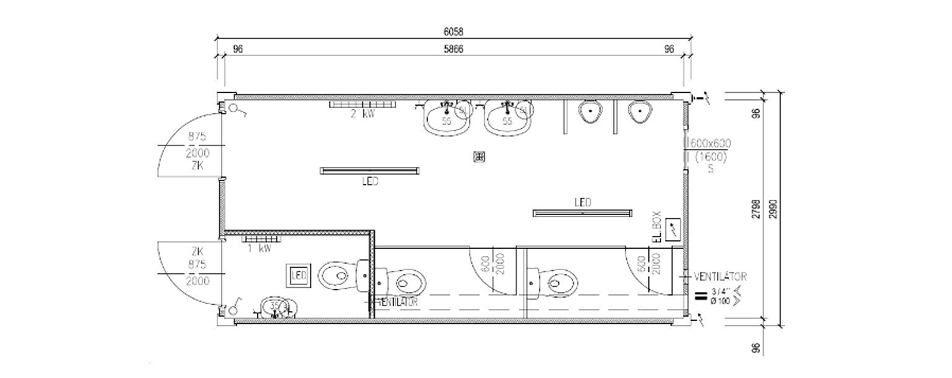 Container 6 m x 3 m Basis MMS06
