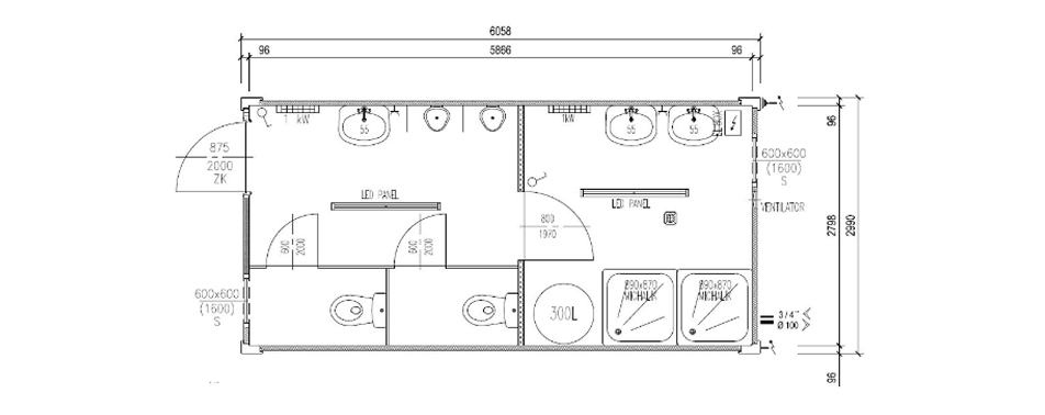 Container 6 m x 3 m Basis MMS07