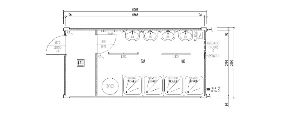 Container 6 m x 3 m Basis MMS08