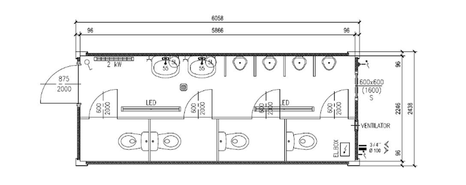 Container 6 m x 2,5 m Basis MMS03