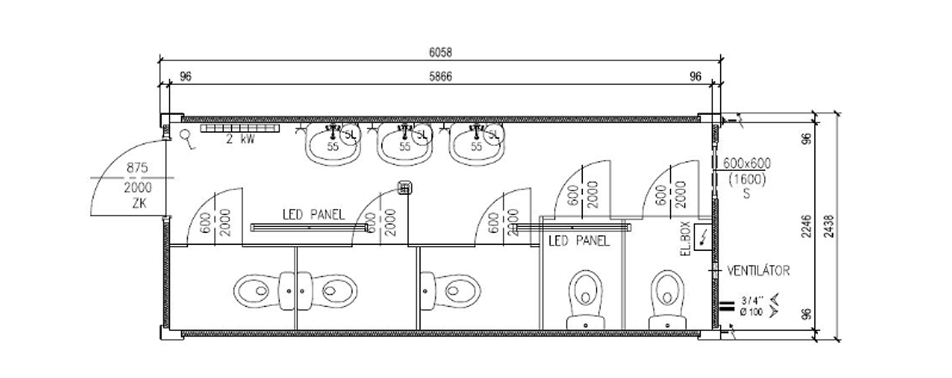 Container 6 m x 2,5 m Basis MMS04