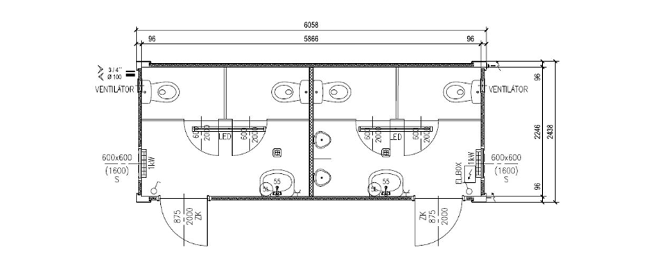 Container 6 m x 2,5 m Basis MMS05