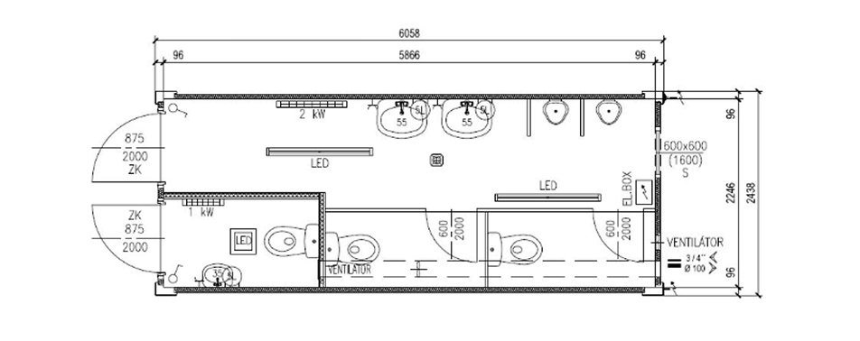 Container 6 m x 2,5 m Basis MMS06