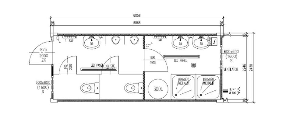 Container 6 m x 2,5 m Basis MMS07